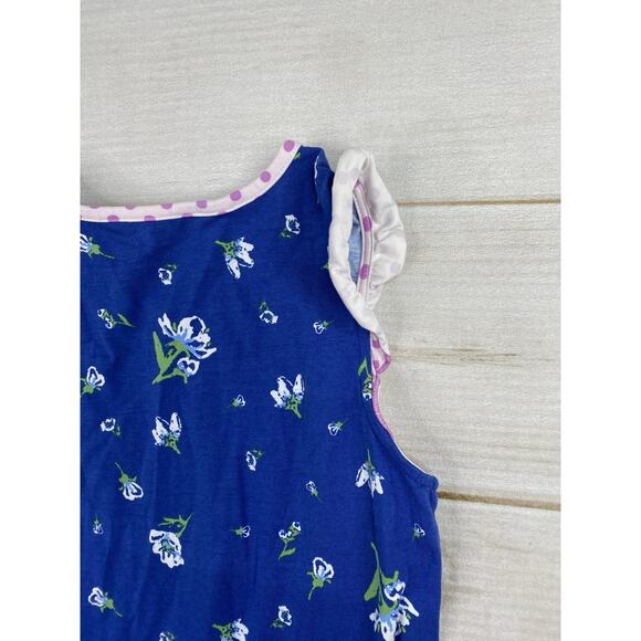 Matilda Jane Dress Girls Size 12 Blue Floral Ruffle Cap Sleeve Crochet Trim Hem - Picture 8 of 8